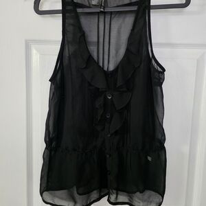 Full Tilt From Tillys Black Sleeveless Ruffled Blouse